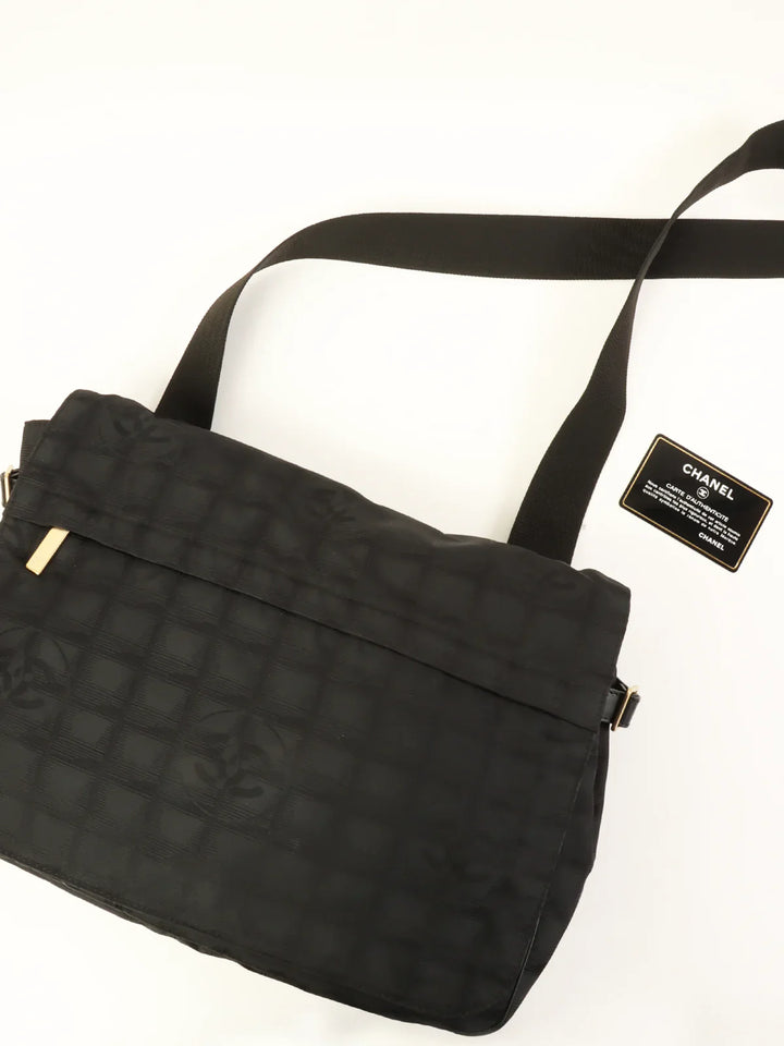 Chanel Around 2005 Made New Travel Nylon Shoulder Bag Black