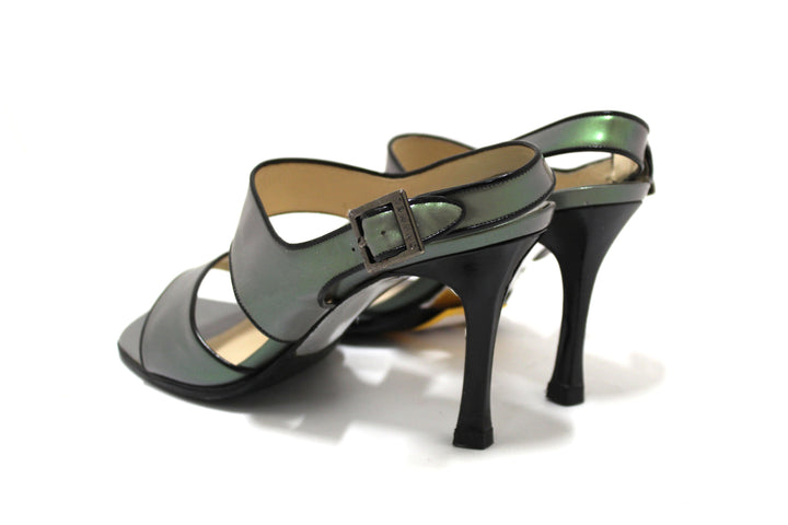 Top Quality Chanel Black Leather Classic Cap Toe Heels Shoes with Chain Ankle Strap Size 38