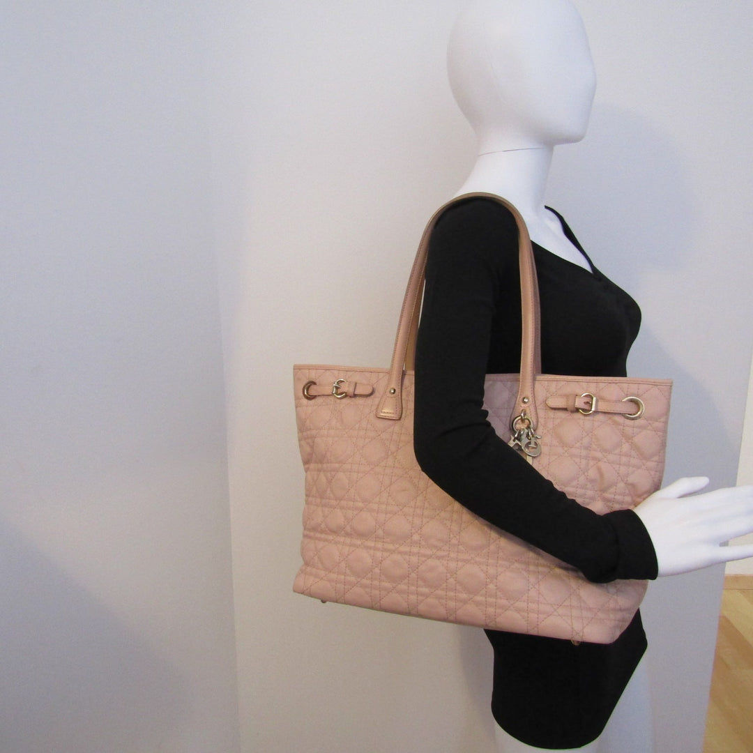 CHRISTIAN Top quality Dior Panarea Shoulder Bag in Pink Canvas