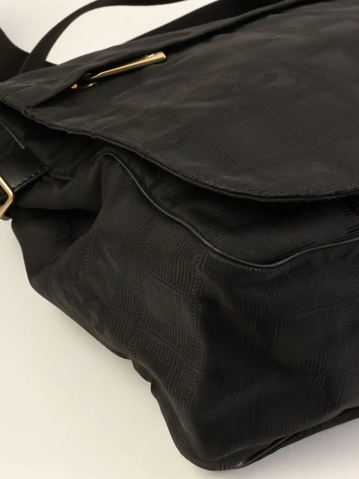 Chanel Around 2005 Made New Travel Nylon Shoulder Bag Black