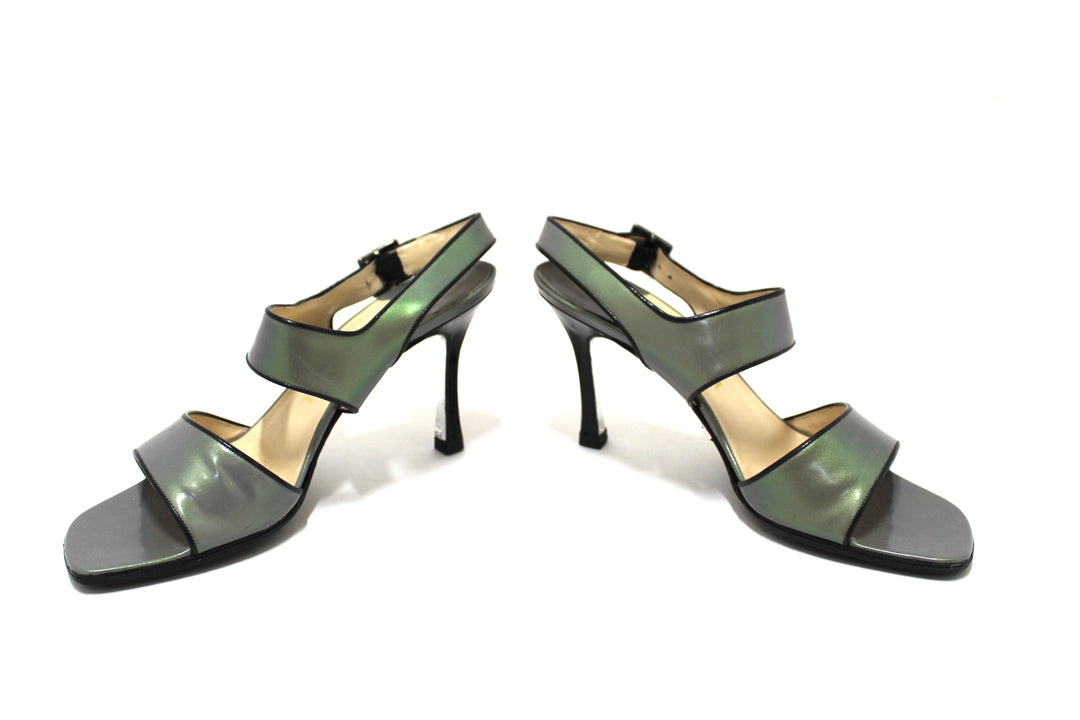 Top Quality Chanel Black Leather Classic Cap Toe Heels Shoes with Chain Ankle Strap Size 38