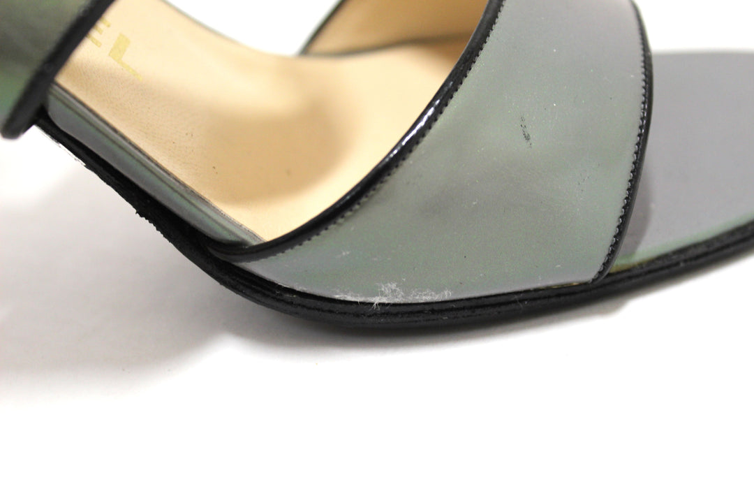 Top Quality Chanel Black Leather Classic Cap Toe Heels Shoes with Chain Ankle Strap Size 38