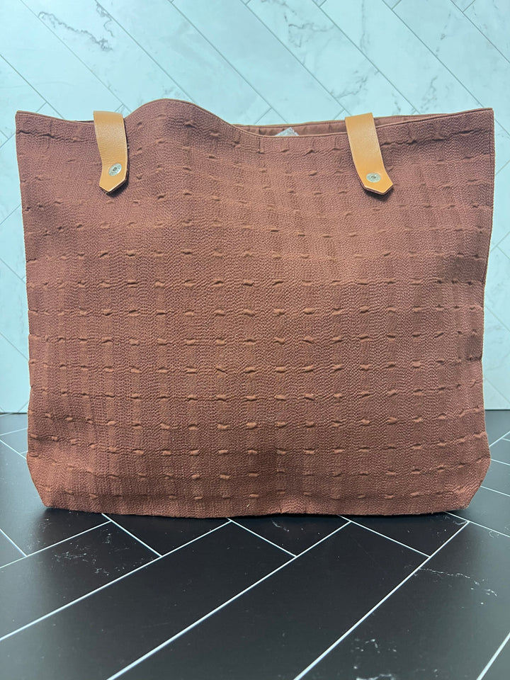 Premium Handmade Hermes Brown Shelly Woven Tote