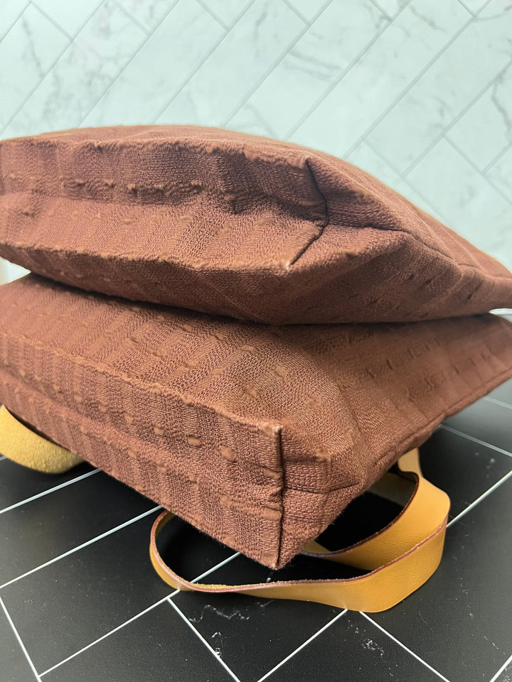 Premium Handmade Hermes Brown Shelly Woven Tote