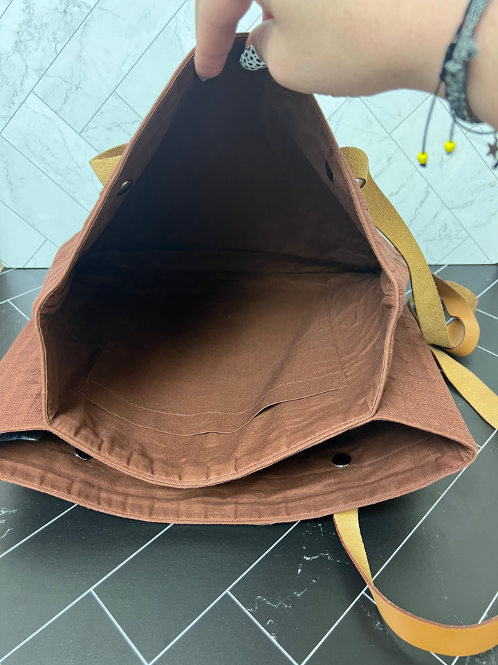Premium Handmade Hermes Brown Shelly Woven Tote