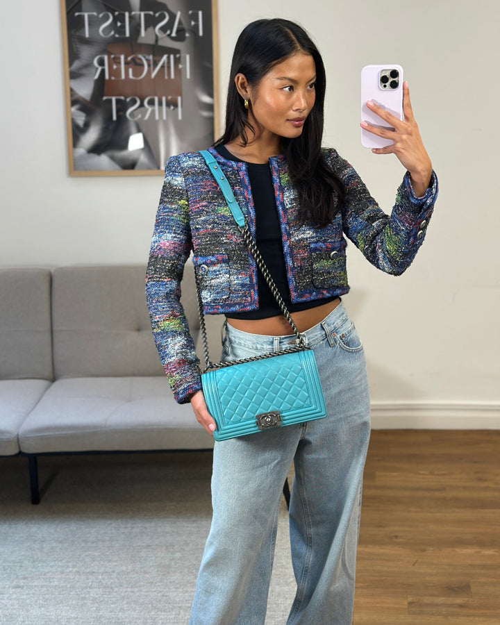 *FIRE PRICE* Top Quality Chanel Teal Medium Boy Bag in Lambskin Leather with Ruthenium Hardware