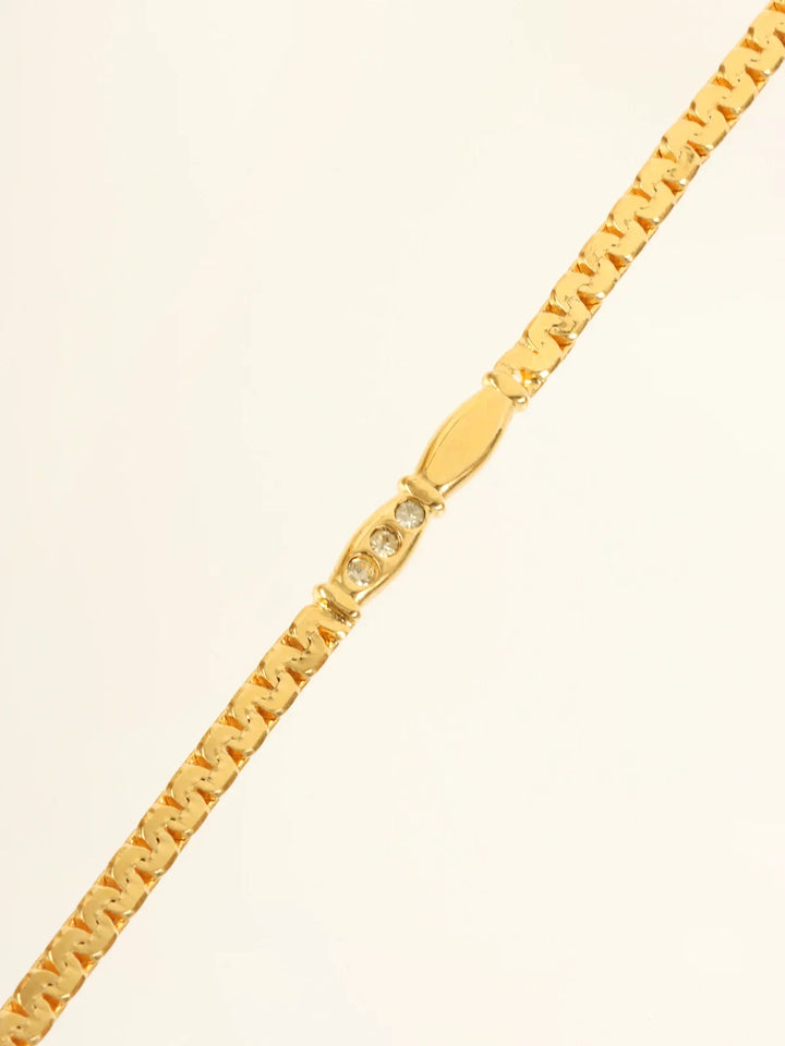 Celine Rhinestone Chain Necklace Gold