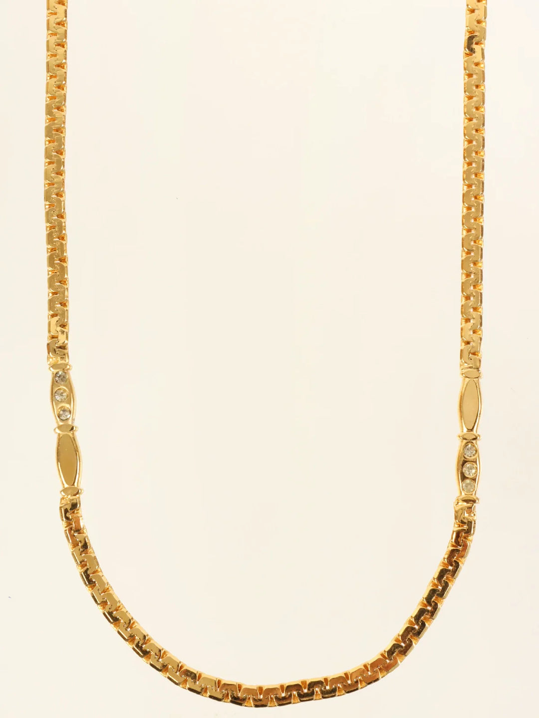 Celine Rhinestone Chain Necklace Gold