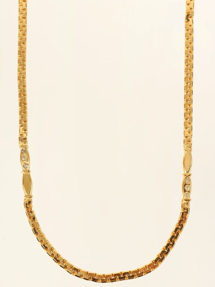 Celine Rhinestone Chain Necklace Gold