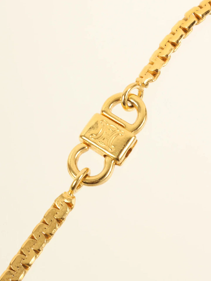 Celine Rhinestone Chain Necklace Gold