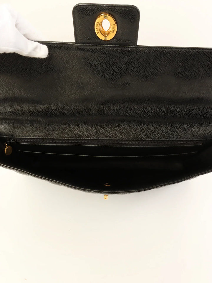 Chanel Caviar Skin Turn-Lock Briefcase Black