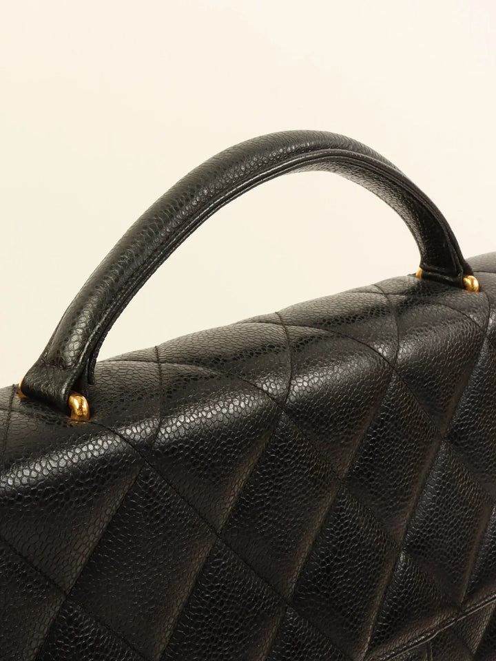 Chanel Caviar Skin Turn-Lock Briefcase Black