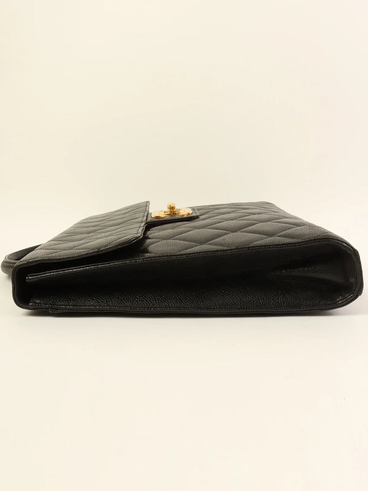 Chanel Caviar Skin Turn-Lock Briefcase Black