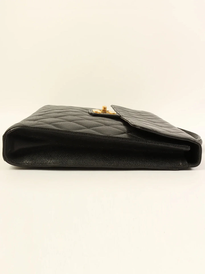 Chanel Caviar Skin Turn-Lock Briefcase Black