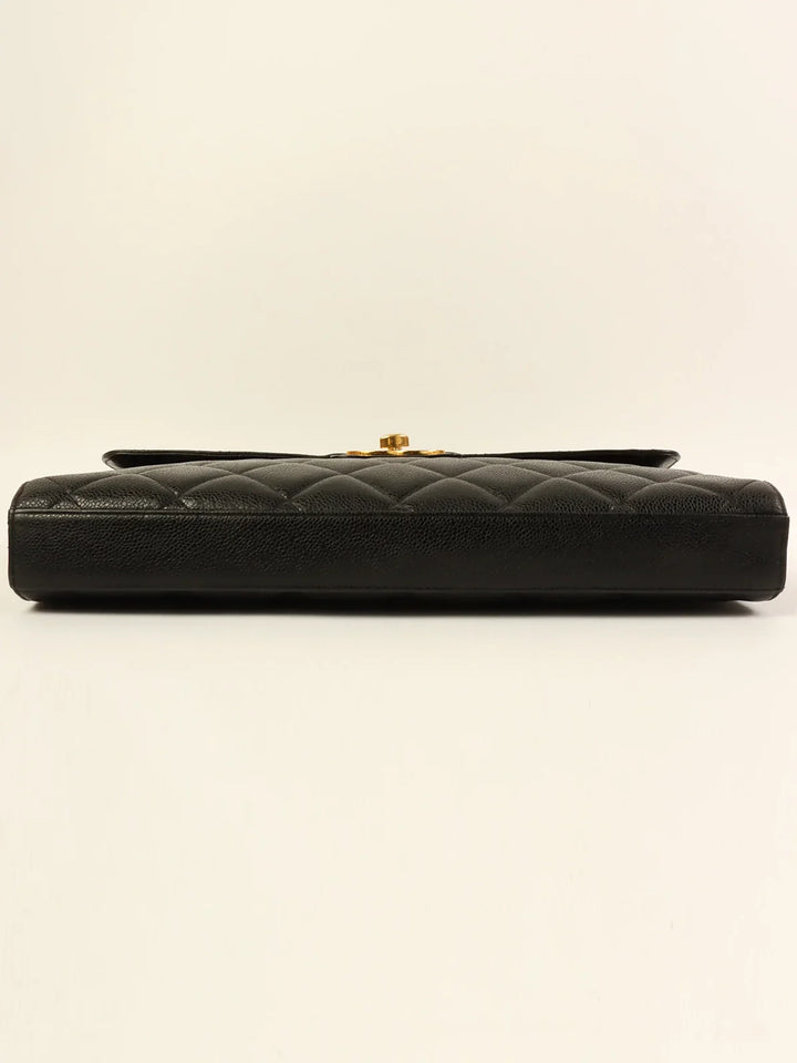 Chanel Caviar Skin Turn-Lock Briefcase Black