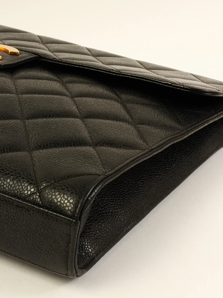 Chanel Caviar Skin Turn-Lock Briefcase Black