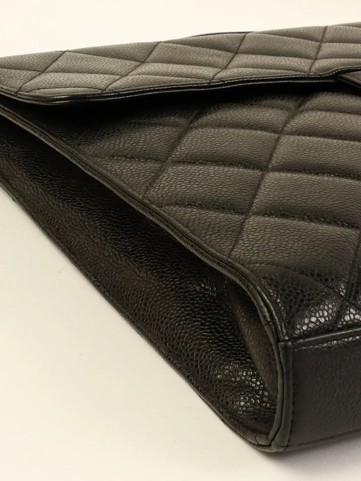 Chanel Caviar Skin Turn-Lock Briefcase Black