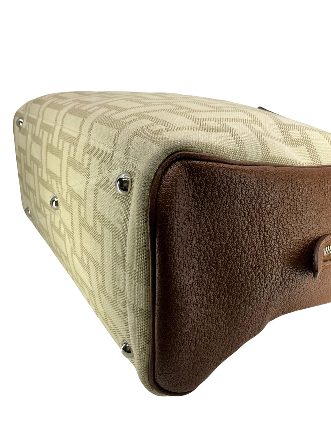 Top quality Hermes Victoria Printed Toile And Brown Leather Bag