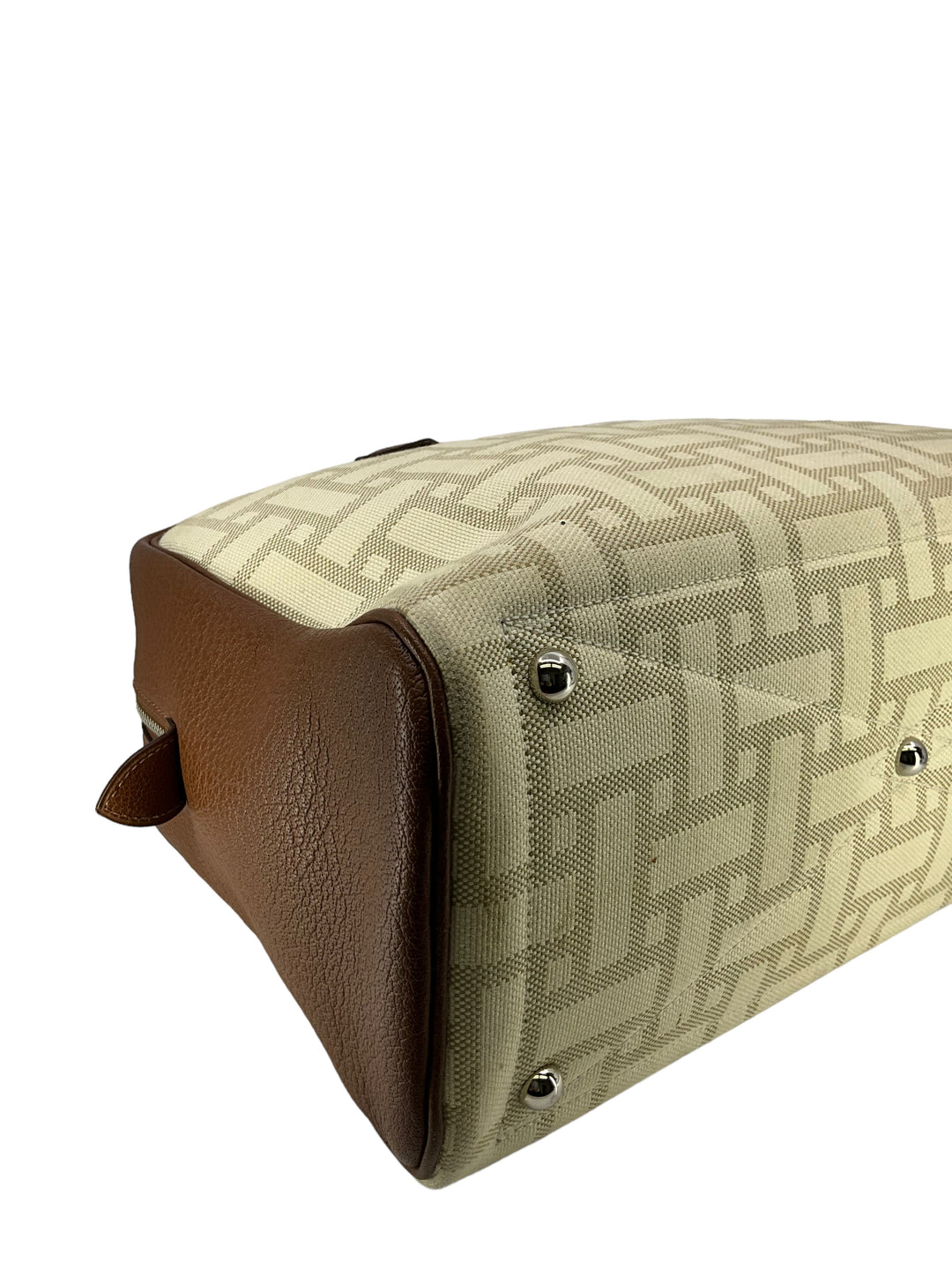 Top quality Hermes Victoria Printed Toile And Brown Leather Bag