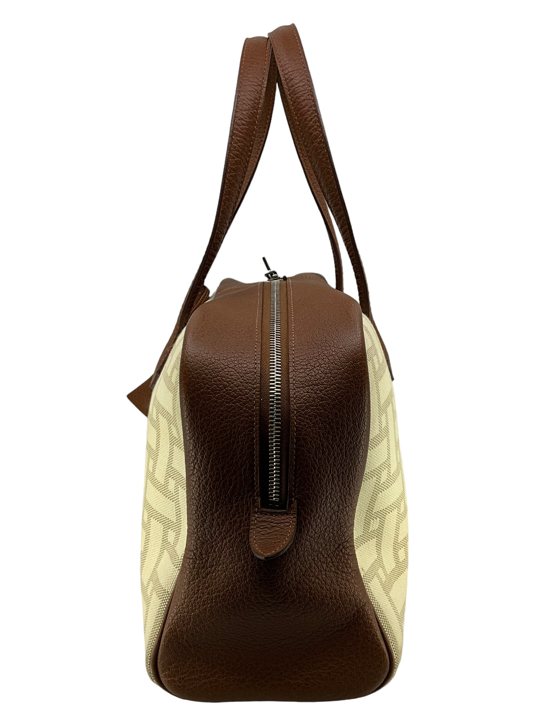 Top quality Hermes Victoria Printed Toile And Brown Leather Bag