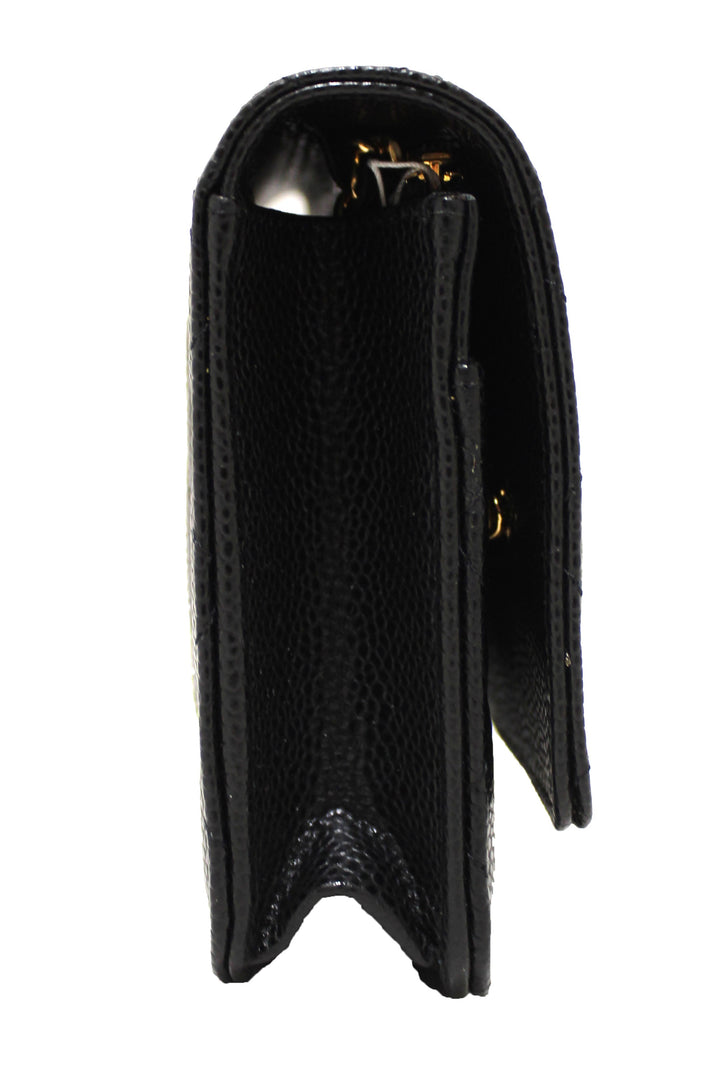 NEW Top Quality Chanel Black Quilted Caviar Leather Wallet On Chain WOC Messenger Bag