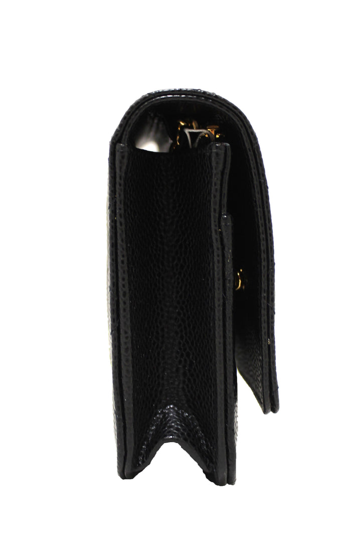 NEW Top Quality Chanel Black Quilted Caviar Leather Wallet On Chain WOC Messenger Bag