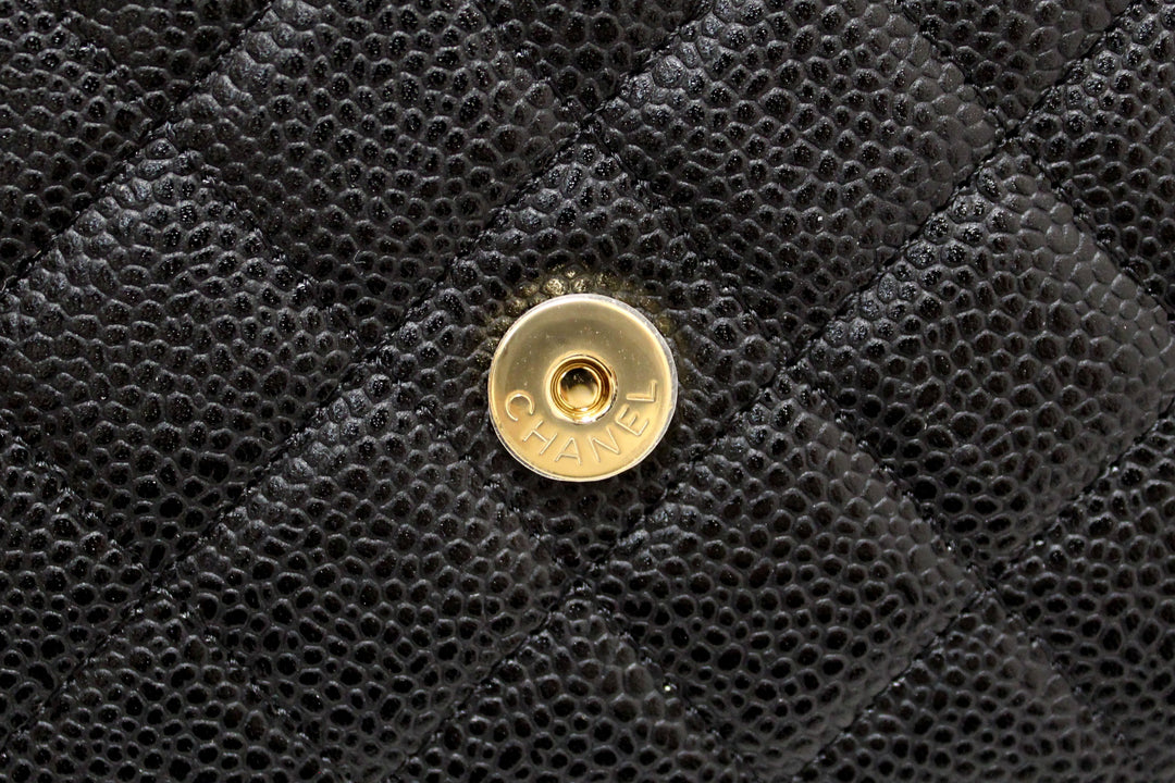 NEW Top Quality Chanel Black Quilted Caviar Leather Wallet On Chain WOC Messenger Bag
