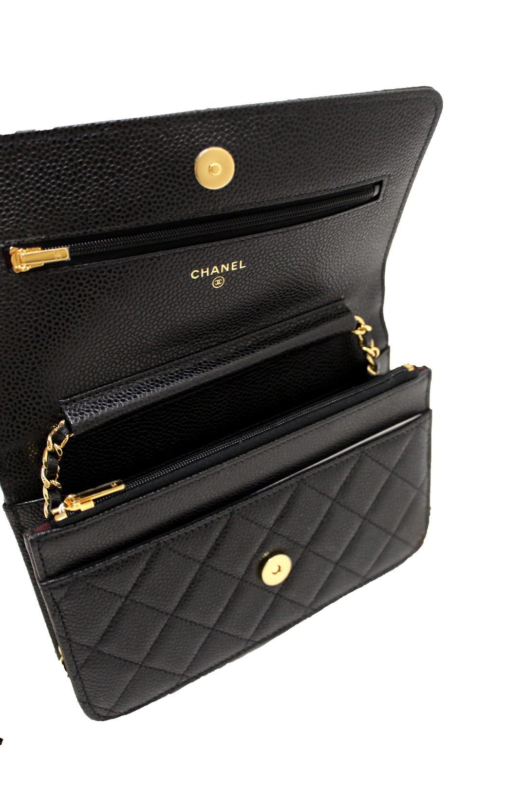 NEW Top Quality Chanel Black Quilted Caviar Leather Wallet On Chain WOC Messenger Bag