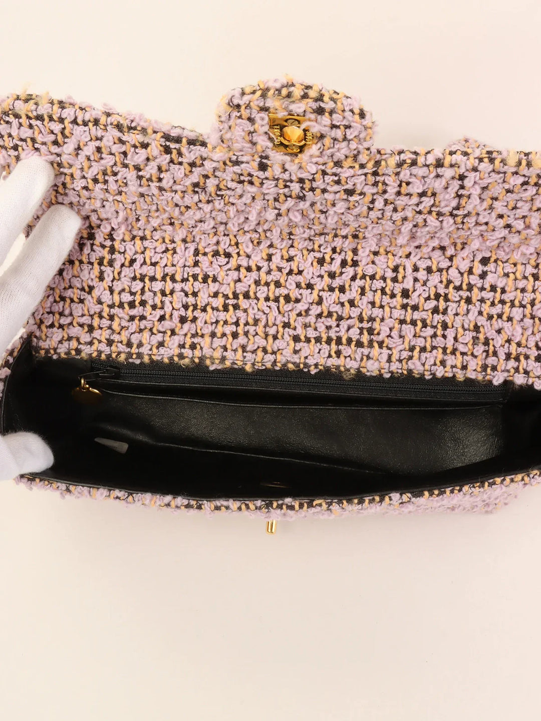 Chanel Around 1992 Tweed Classic New Pair Top Handle Bag Purple/Multi