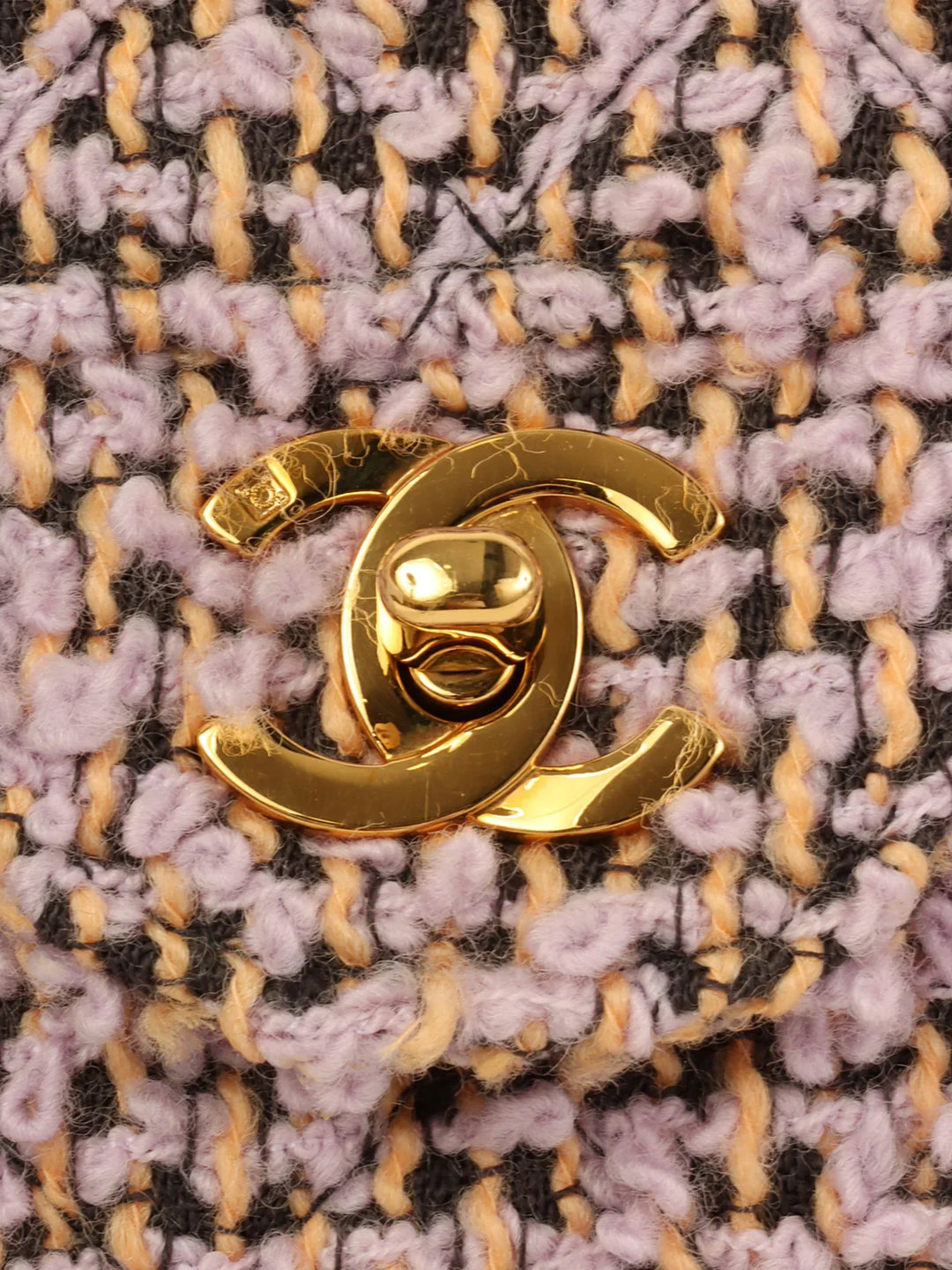 Chanel Around 1992 Tweed Classic New Pair Top Handle Bag Purple/Multi
