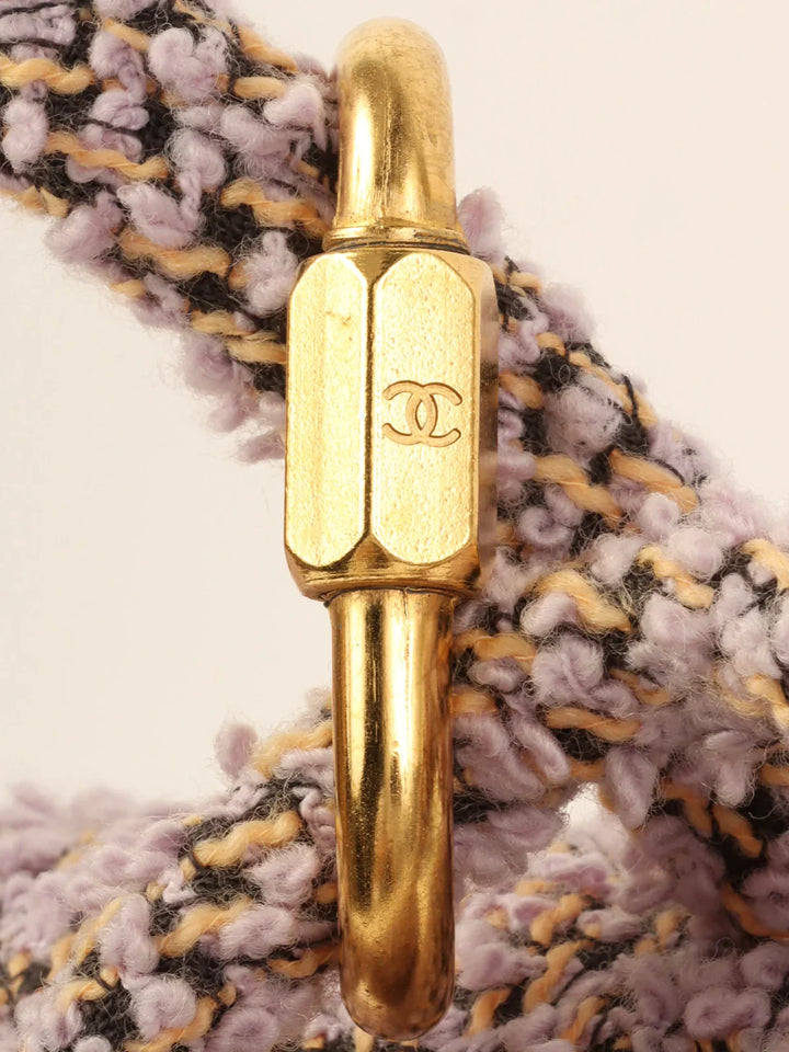 Chanel Around 1992 Tweed Classic New Pair Top Handle Bag Purple/Multi