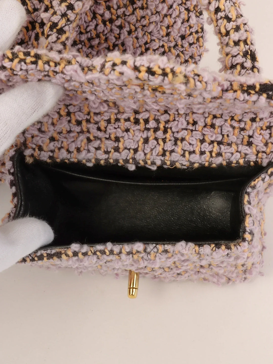 Chanel Around 1992 Tweed Classic New Pair Top Handle Bag Purple/Multi