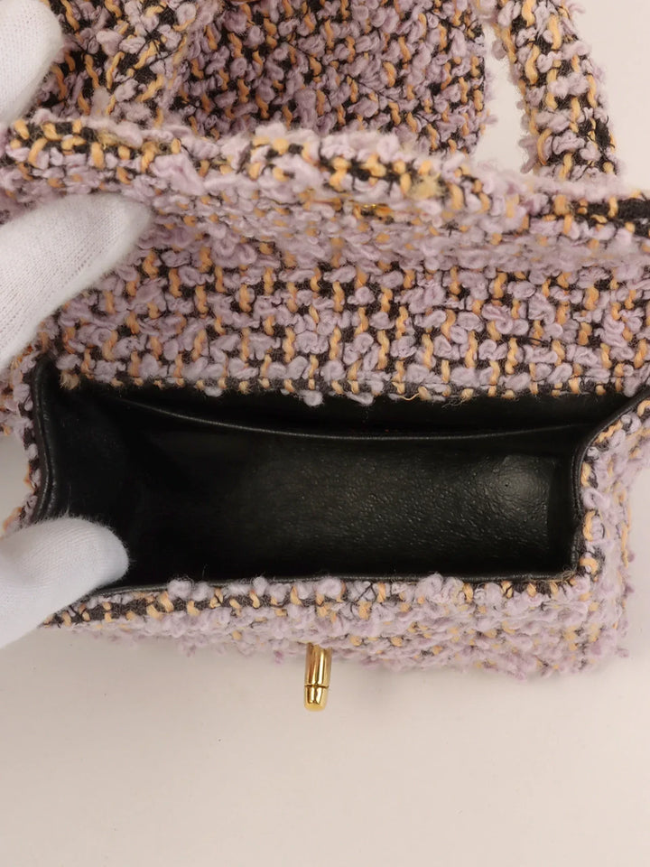 Chanel Around 1992 Tweed Classic New Pair Top Handle Bag Purple/Multi