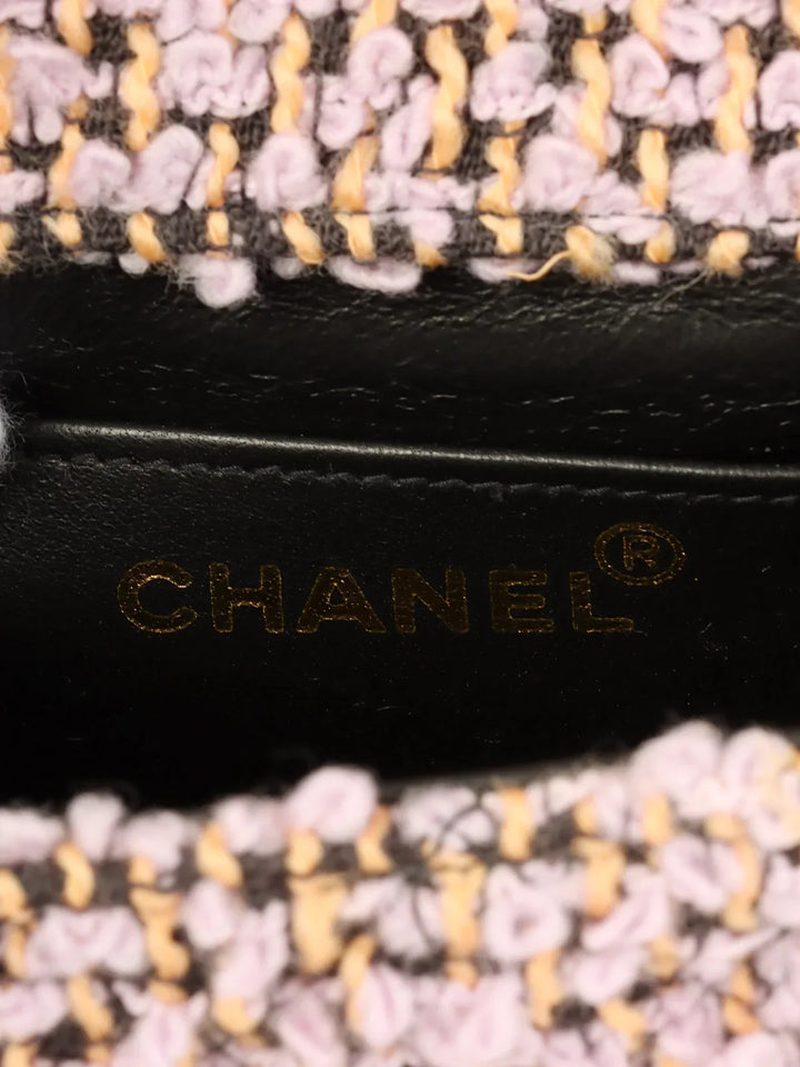 Chanel Around 1992 Tweed Classic New Pair Top Handle Bag Purple/Multi