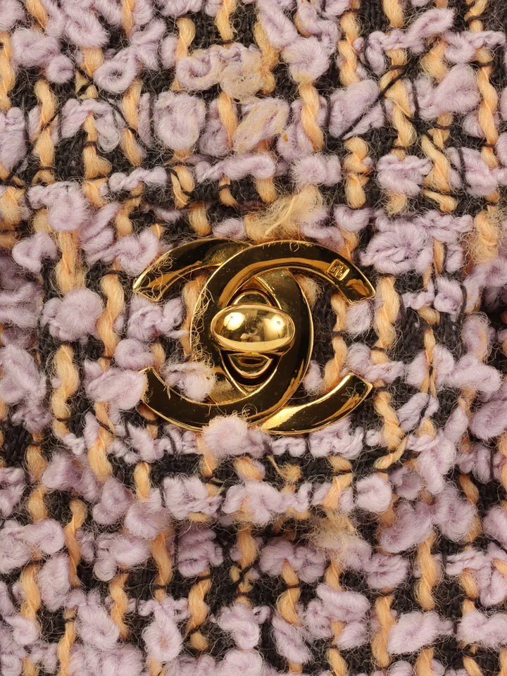 Chanel Around 1992 Tweed Classic New Pair Top Handle Bag Purple/Multi