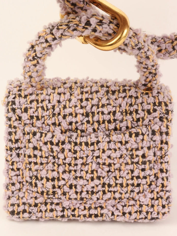Chanel Around 1992 Tweed Classic New Pair Top Handle Bag Purple/Multi