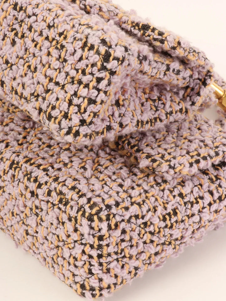 Chanel Around 1992 Tweed Classic New Pair Top Handle Bag Purple/Multi