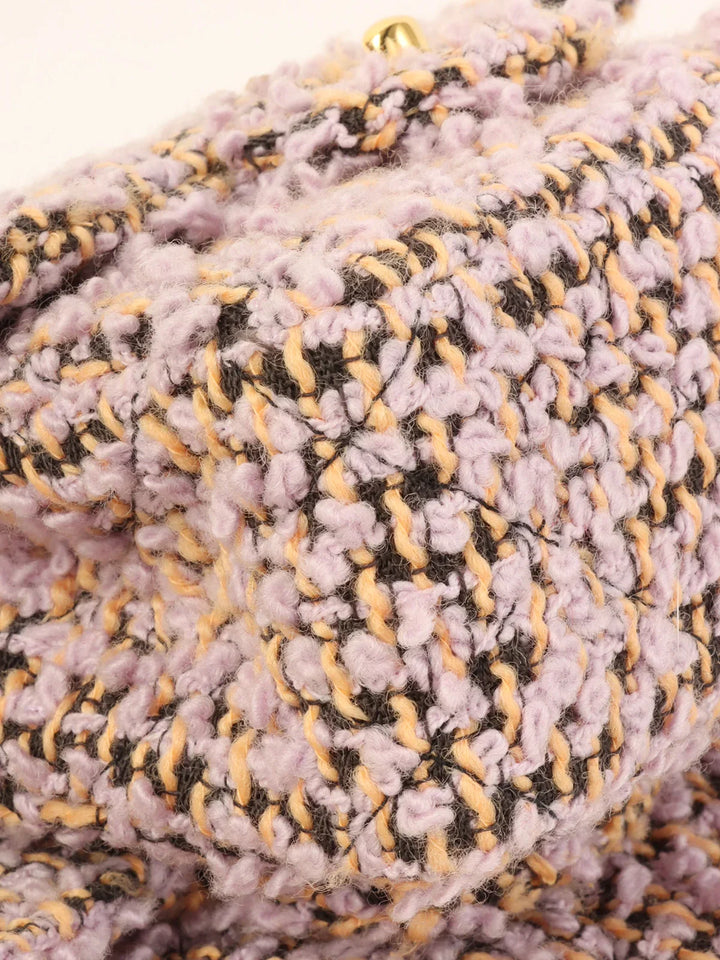Chanel Around 1992 Tweed Classic New Pair Top Handle Bag Purple/Multi
