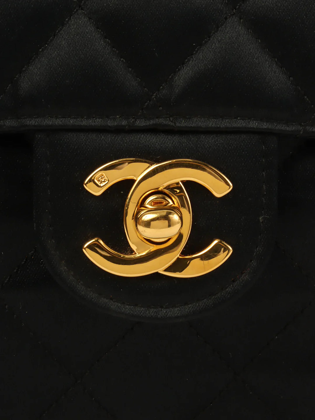 Chanel Around 1990 Made Silk Satin Classic New Bijoux Chain Mini Black
