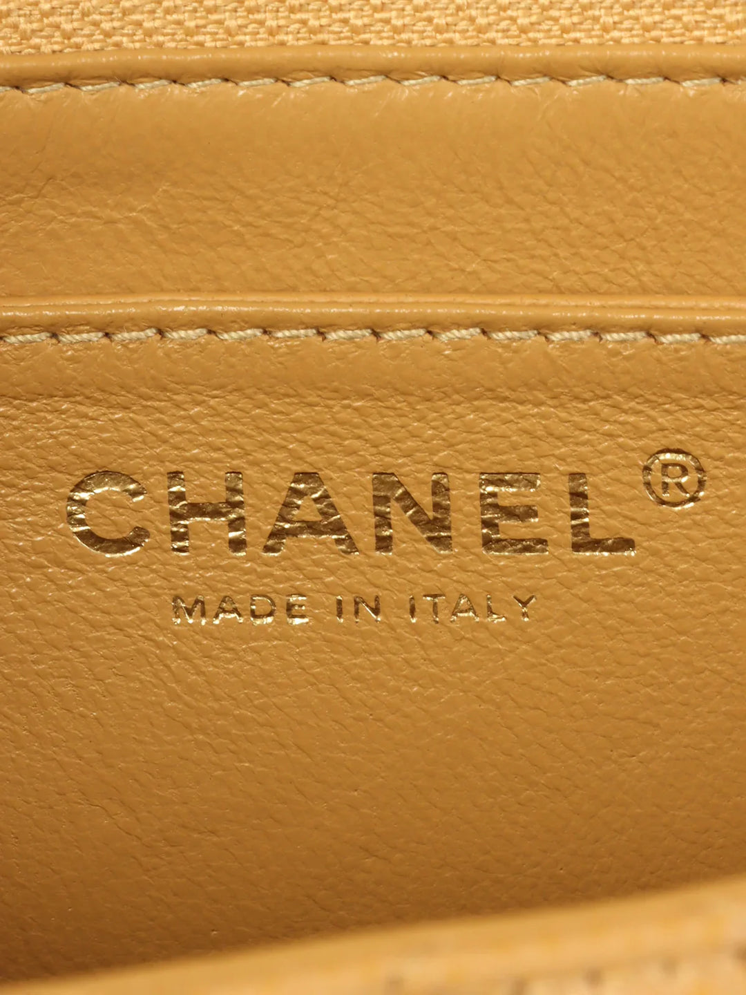 Chanel Around 2003 Made Caviar Skin Turn-Lock Top Handle Bag Beige