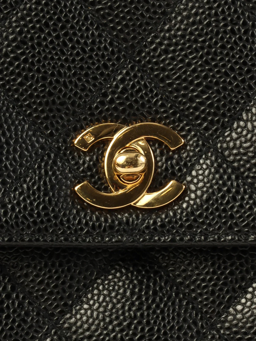 Chanel Around 2001 Made Caviar Skin Turn-Lock Top Handle Bag Black