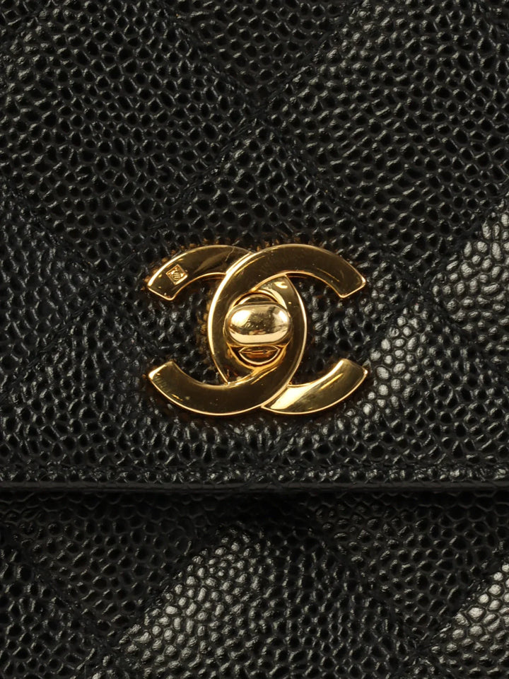 Chanel Around 2001 Made Caviar Skin Turn-Lock Top Handle Bag Black