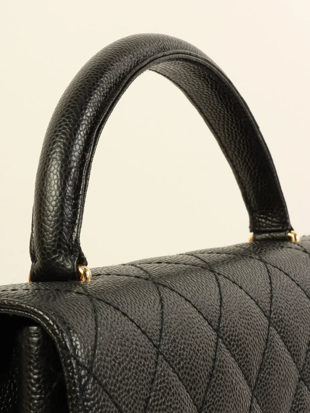 Chanel Around 2001 Made Caviar Skin Turn-Lock Top Handle Bag Black