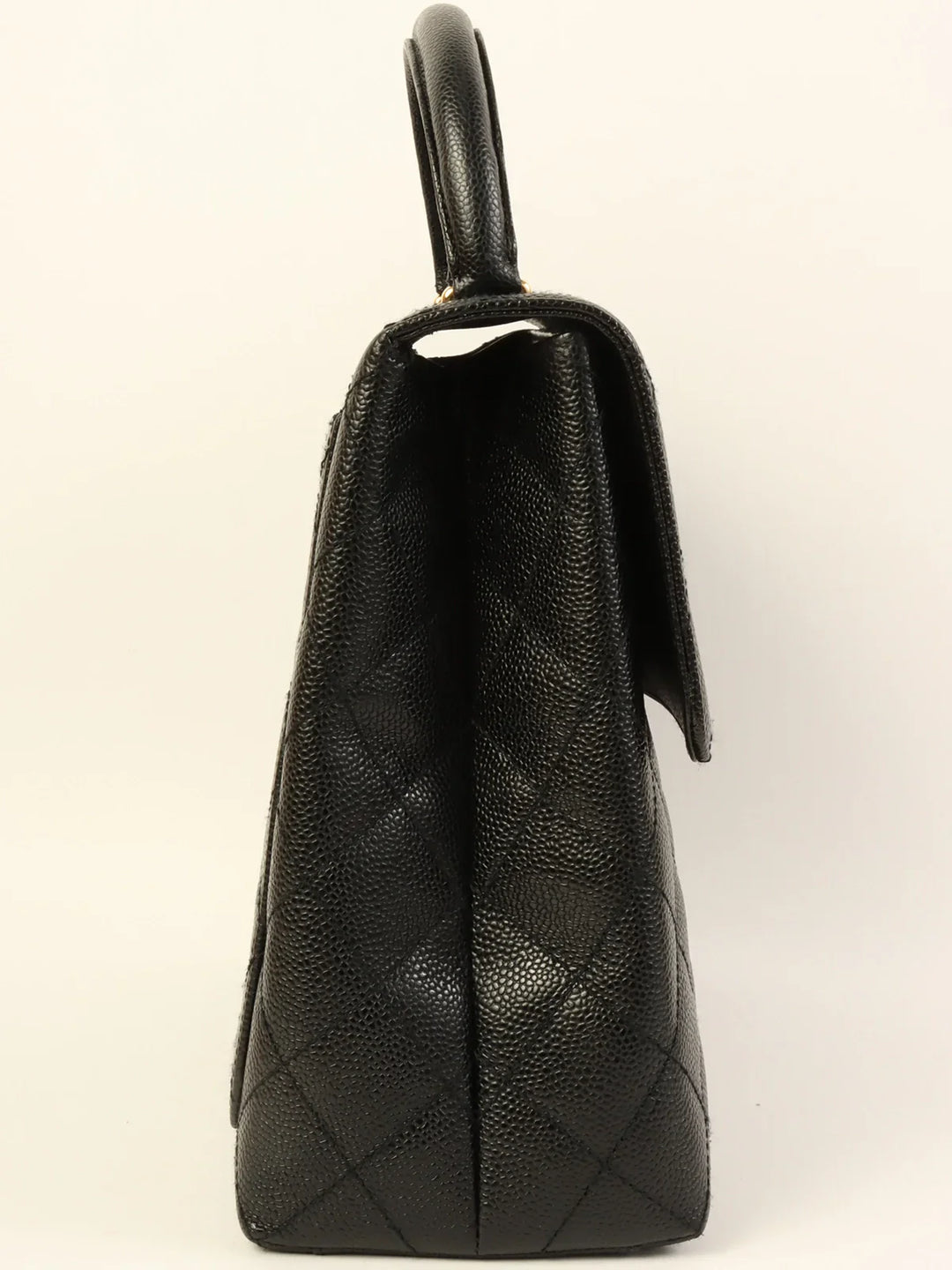Chanel Around 2001 Made Caviar Skin Turn-Lock Top Handle Bag Black