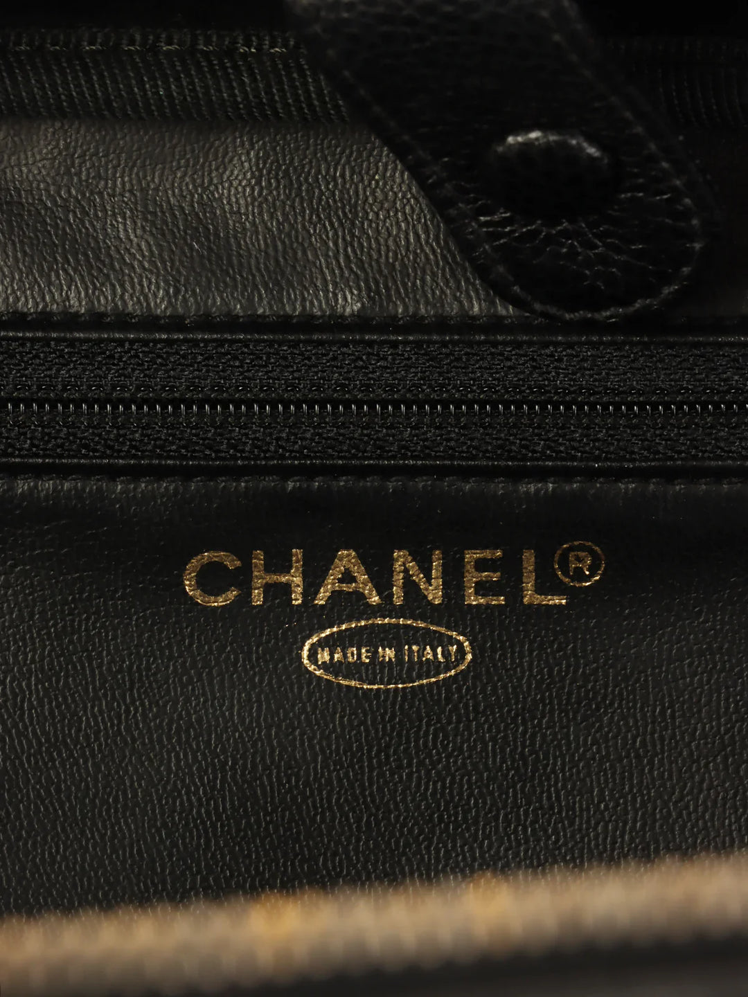 Chanel Around 1997 Made Caviar Skin Cc Mark Stitch 2Way Vanity Black