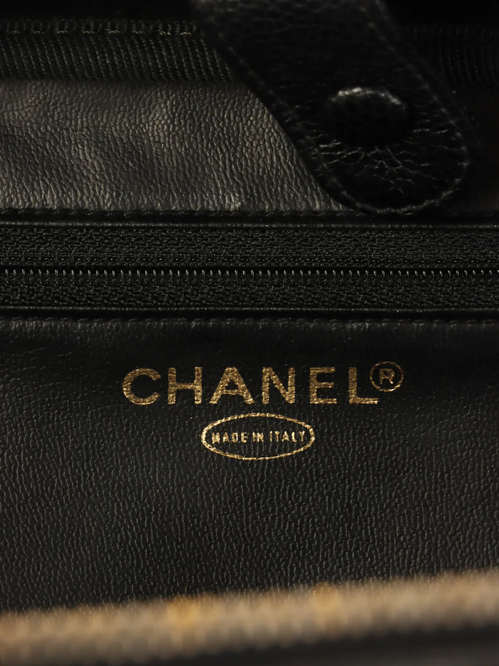 Chanel Around 1997 Made Caviar Skin Cc Mark Stitch 2Way Vanity Black