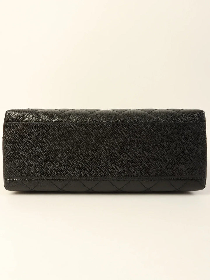 Chanel Around 2001 Made Caviar Skin Turn-Lock Top Handle Bag Black