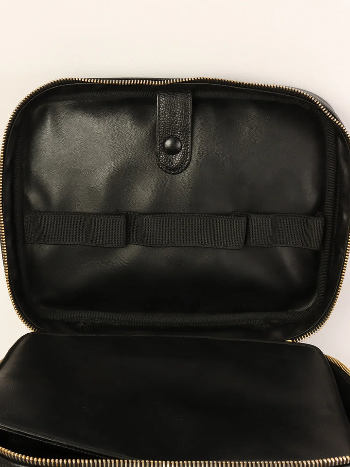 Chanel Around 1997 Made Caviar Skin Cc Mark Stitch 2Way Vanity Black