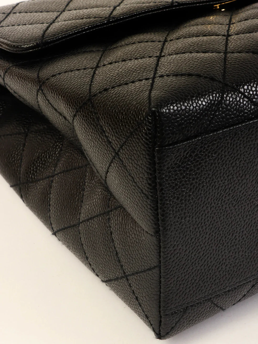Chanel Around 2001 Made Caviar Skin Turn-Lock Top Handle Bag Black