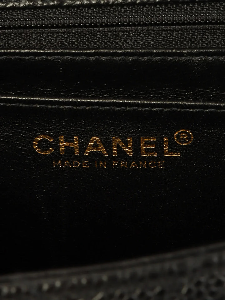 Chanel Around 2001 Made Caviar Skin Turn-Lock Top Handle Bag Black